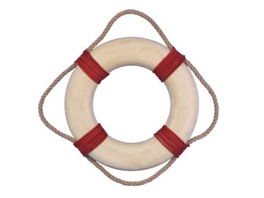 Vintage Decorative White Lifering with Red Rope Bands 10""