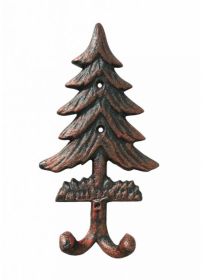 Rustic Copper Cast Iron Pine Tree Decorative Metal Wall Hooks 6.5""
