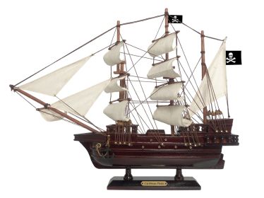 Wooden Caribbean Pirate White Sails Model Ship 15""