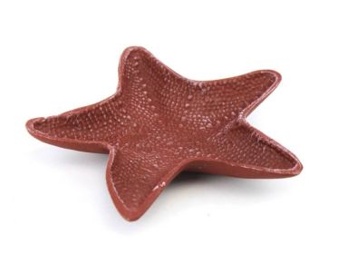 Red Whitewashed Cast Iron Starfish Decorative Bowl 8""
